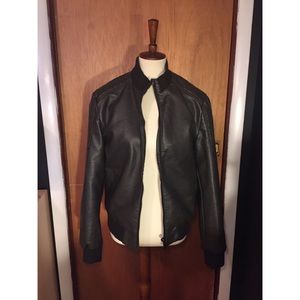 Men's Faux Leather Bomber Jacket